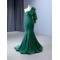 Satin Green Women Prom Dresses One Shoulder Evening Dress Floor Length Special Occasion Party Formal Gowns