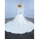 Satin Mermaid Wedding Dress Sexy Backless Lace Up Pearl Off Shoulder Bride Gown