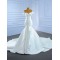 Satin Mermaid Wedding Dress Sexy Backless Lace Up Pearl Off Shoulder Bride Gown