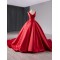 Satin Red Prom Dresses Pleated Sleeveless Women Formal Party Gowns V Neck Evening Dress