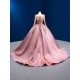 Scoop Neck Mauve Quinceanera Dress 2024 Long Sleeve Formal Occasion Dresses Front Panel Cocktail Dresses Vestidos De Baile