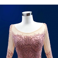 Scoop Neck Mauve Quinceanera Dress 2024 Long Sleeve Formal Occasion Dresses Front Panel Cocktail Dresses Vestidos De Baile