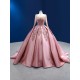 Scoop Neck Mauve Quinceanera Dress 2024 Long Sleeve Formal Occasion Dresses Front Panel Cocktail Dresses Vestidos De Baile