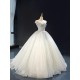 Scoop Neck Pearl Bride Dresses Ball Gown Wedding Dress Cape Sleeve Custom Bridal Gowns