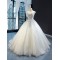 Scoop Neck Pearl Bride Dresses Ball Gown Wedding Dress Cape Sleeve Custom Bridal Gowns