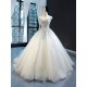 Scoop Neck Pearl Bride Dresses Ball Gown Wedding Dress Cape Sleeve Custom Bridal Gowns