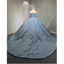 Sea Blue Quinceanera Gown Long Sleeve Vestidos De 15 Anos Custom Made Sweet 15 Gowns With Cape