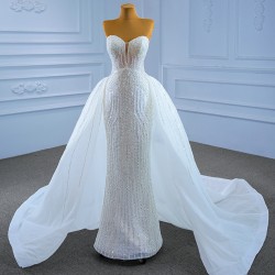 Sequin 2024 Mermaid Wedding Dresses With Detachable Train Sleeveless Sweetheart Neck Bridal Gowns Robe De Mariee