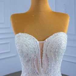 Sequin 2024 Mermaid Wedding Dresses With Detachable Train Sleeveless Sweetheart Neck Bridal Gowns Robe De Mariee