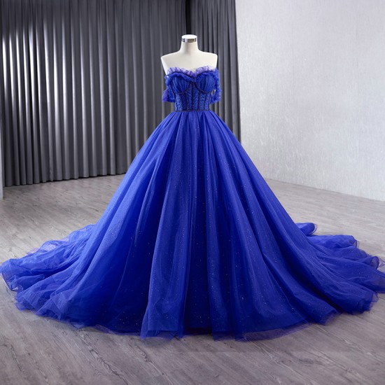 Sequin Blue Evening Dresses Off Shoulder Dubai Black Ball Gown Elegant Arabic Formal Prom Gowns 2024 For Women Party Dress