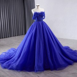 Sequin Blue Evening Dresses Off Shoulder Dubai Black Ball Gown Elegant Arabic Formal Prom Gowns 2024 For Women Party Dress