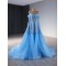 Sequin Evening Dress Blue Prom Dresses Women Long Sleeves Sweetheart Neck Party Gowns