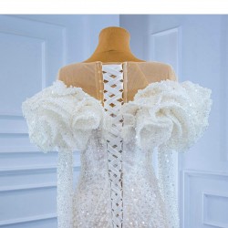 Sequin Long White Wedding Dress Long Sleeve Bridal Growns 2024 Princess Bride Gown Vestido De Noiva