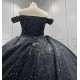 Sequin Quinceanera Dresses for 15 Anos Off Shoulder Sweet 15 Gowns 3D Flowers Vestidos De 15 Anos