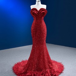 Sequin Red Prom Dresses For Women 2024 African Sleeveless Formal Evening Party Gowns