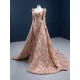 Sequin Rose Gold Formal Prom Dresses Long Sleeve Two In One Women Party Gowns Evening Dress 2024