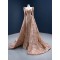 Sequin Rose Gold Formal Prom Dresses Long Sleeve Two In One Women Party Gowns Evening Dress 2024