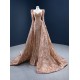 Sequin Rose Gold Formal Prom Dresses Long Sleeve Two In One Women Party Gowns Evening Dress 2024