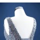 Sequin Silver Prom Dresses For Women 2024 Sleeveless Lace Up Satin Formal V Neck Evening Party Gowns