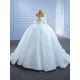 Sequin White Wedding Dresses Ball Gown Wedding Gown Long Sleeve Backless Lace Up Bridal Dress 2024