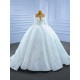 Sequin White Wedding Dresses Ball Gown Wedding Gown Long Sleeve Backless Lace Up Bridal Dress 2024