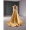 Shiny Crystal Gold Mermaid Prom Dress For Black Girl Long Sleeve Backless Evening Dresses Formal Birthday Party Gowns