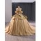 Shiny Gold Sweetheart Quinceanera Dresses Ball Gown Appliques Lace Sequin Sweet 16 Birthday Princess Vestidos De 15 Anos