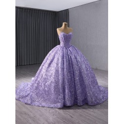 Shiny Lavender Sweet 15 Dresses Prom Dress Ballgown Sleeveless Sweetheart Quinceanera Dress