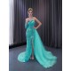 Shiny Prom Aqua Blue Evening Dresses One Shoulder Sweetheart Neck Party Dress Sequin Mermaid Prom Gowns