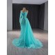 Shiny Prom Aqua Blue Evening Dresses One Shoulder Sweetheart Neck Party Dress Sequin Mermaid Prom Gowns