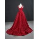 Shiny Sequin Red Formal Party Prom Dresses For Women V Neck Special Occasion Gowns Evening Dress