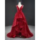 Shiny Sequin Red Formal Party Prom Dresses For Women V Neck Special Occasion Gowns Evening Dress