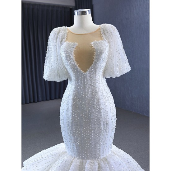 Short Sleeve Wedding Dresses Scoop Neck Vestidos De Novia 2025 White Bride Wedding Gowns Plus Size