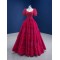 Short Sleeve Evening Dress for Women Wedding Ruffled Midi Engagement Party Dresses Prom Gowns