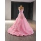 Simple A Line Pink Women Prom Party Dresses Spaghetti Strap Pleated Long Evening Dress Sequin Special Party Gowns