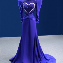 Simple Satin Purple Prom Dresses Long Sleeve Special Occasion Formal Homecoming Dress Bridesmaid Party Gowns