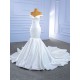 Simple Satin Wedding Dress Off Shoulder Backless Formal Sweetheart Neck Bridal Growns vestido de noiva Court Train 2024