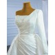 Simple Two In One Wedding Dress White Satin Bridal Gown One Shoulder Vestido de Novia