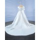 Simple White Wedding Dresses Satin Off Shoulder Bridal Dress Sweep Train 2024