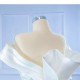 Simple White Wedding Dresses Satin Off Shoulder Bridal Dress Sweep Train 2024