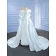 Simple White Wedding Dresses Satin Off Shoulder Bridal Dress Sweep Train 2024