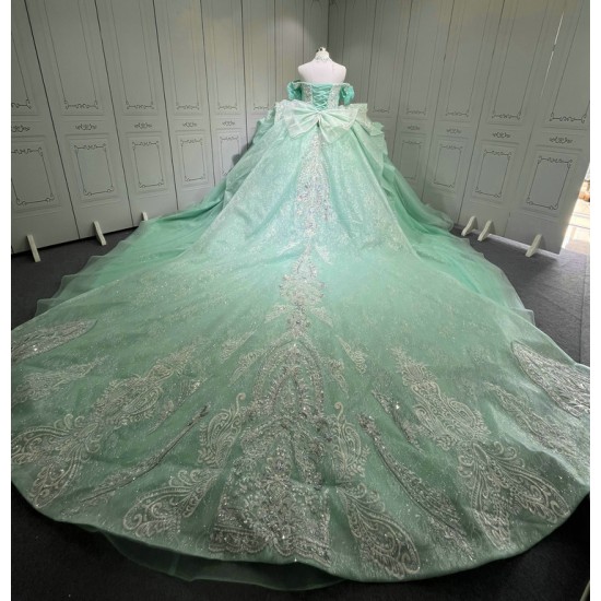 Sleeveless Aqua Quince Dress Shiny Crystal Vestidos De 15 Anos Princess Sweet 15 16 Years Old Birthday Party Gown