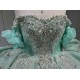 Sleeveless Aqua Quince Dress Shiny Crystal Vestidos De 15 Anos Princess Sweet 15 16 Years Old Birthday Party Gown