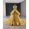 Sleeveless Gold Evening Dress Shiny Tiered Prom Dresses V Neck Black Girl Women Dress