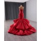 Sleeveless Red Mermaid Prom Dress Tiered Princess Girl Women Party Dress