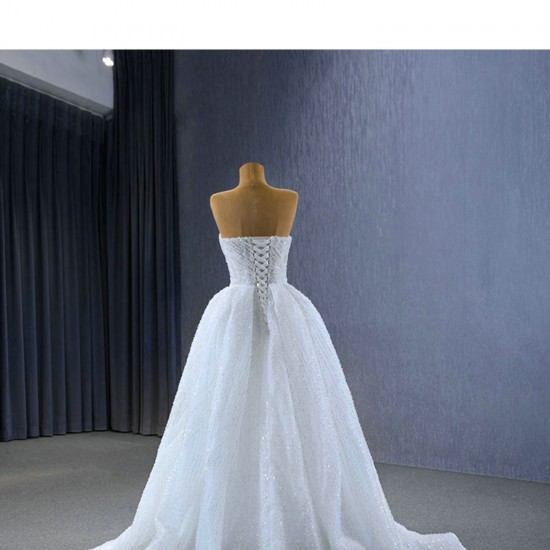 Sleeveless A Line Wedding Dress Sweetheart Neck Wedding Gown Sequin Cutsom Made Dresses