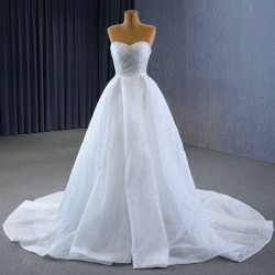 Sleeveless A Line Wedding Dress Sweetheart Neck Wedding Gown Sequin Cutsom Made Dresses