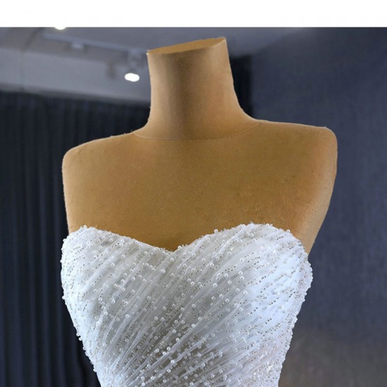 Sleeveless A Line Wedding Dress Sweetheart Neck Wedding Gown Sequin Cutsom Made Dresses