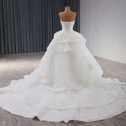 Sleeveless Ball Gown Wedding Dress For Bride 2024 Backless Lace Appliques Sweep Train Modern Bridal Gown