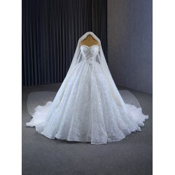 Sleeveless Ball Gown Wedding Dress Sexy Strapless Sequin Sexy Open Back Bridal Growns 2024